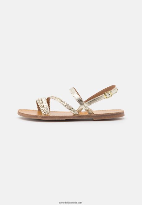 Anna Field Women Leather Sandals Gold H42J4Z1337