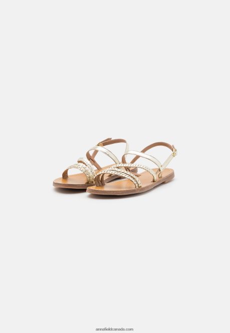 Anna Field Women Leather Sandals Gold H42J4Z1337