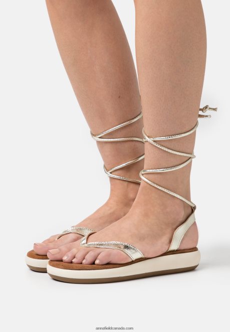 Anna Field Women Leather Sandals Gold H42J4Z1390
