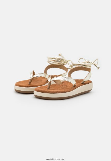 Anna Field Women Leather Sandals Gold H42J4Z1390