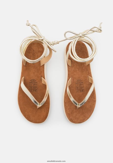 Anna Field Women Leather Sandals Gold H42J4Z1390