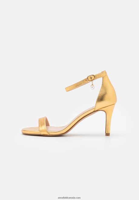 Anna Field Women Leather Sandals Gold H42J4Z1409