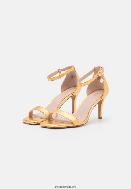 Anna Field Women Leather Sandals Gold H42J4Z1409