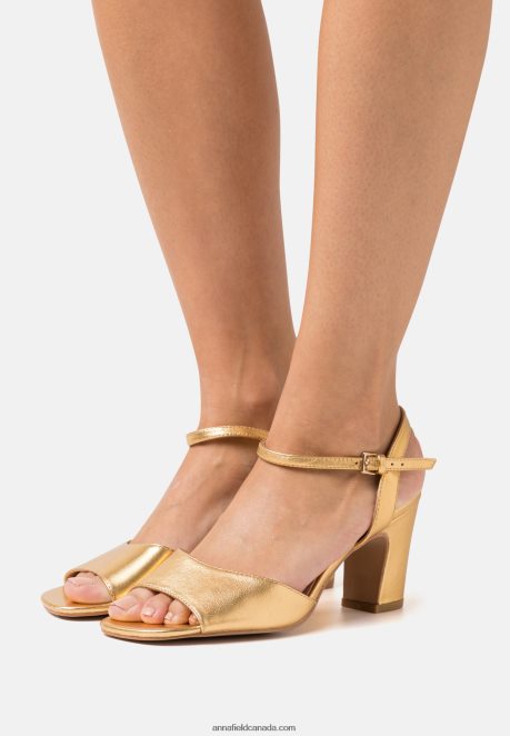 Anna Field Women Leather Sandals Gold H42J4Z1423
