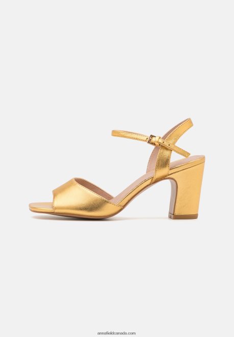 Anna Field Women Leather Sandals Gold H42J4Z1423