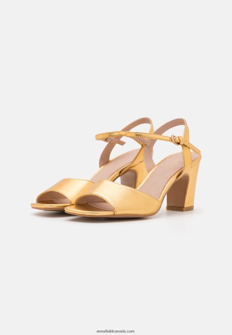 Anna Field Women Leather Sandals Gold H42J4Z1423