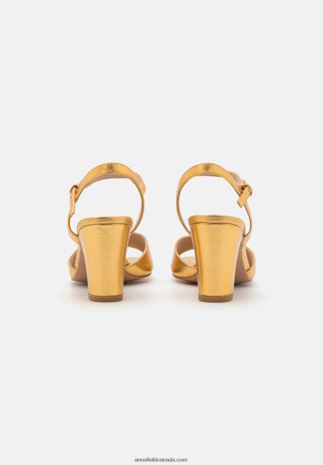 Anna Field Women Leather Sandals Gold H42J4Z1423