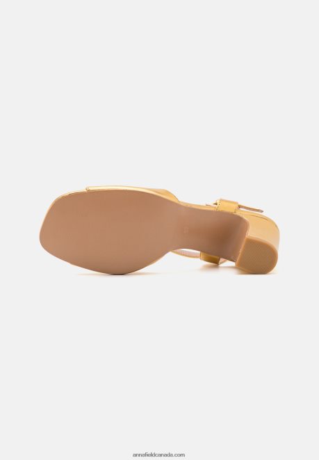 Anna Field Women Leather Sandals Gold H42J4Z1423