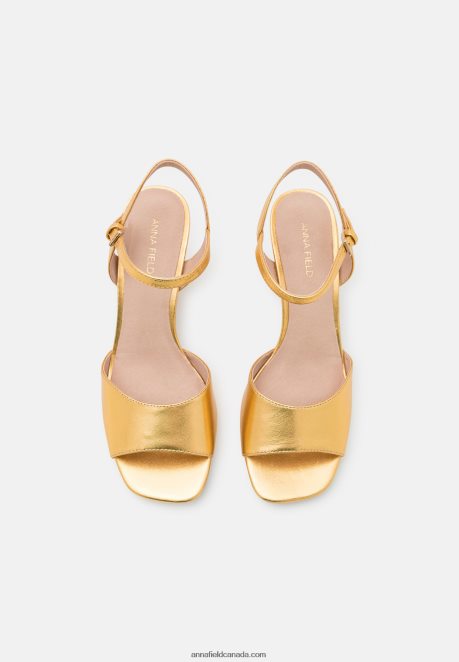 Anna Field Women Leather Sandals Gold H42J4Z1423