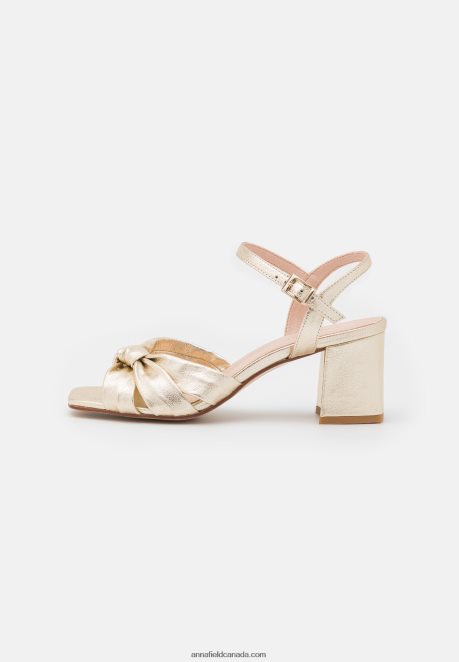 Anna Field Women Leather Sandals Gold H42J4Z1447