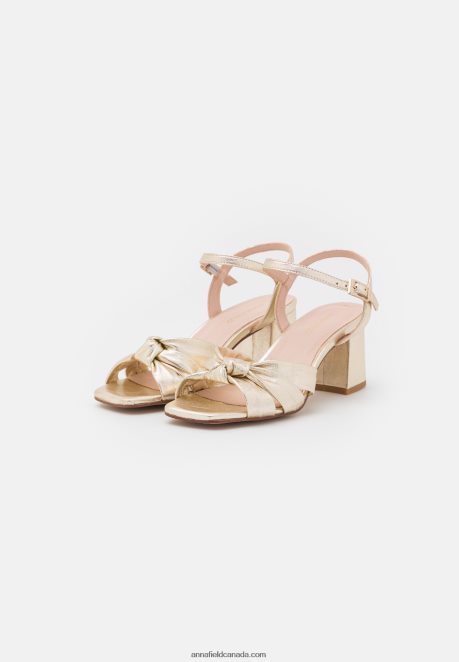 Anna Field Women Leather Sandals Gold H42J4Z1447