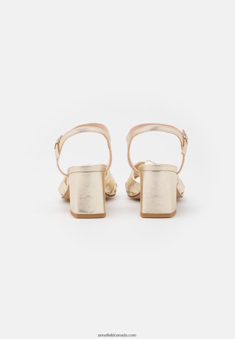 Anna Field Women Leather Sandals Gold H42J4Z1447