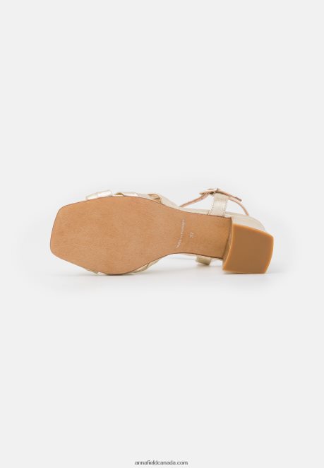 Anna Field Women Leather Sandals Gold H42J4Z1447