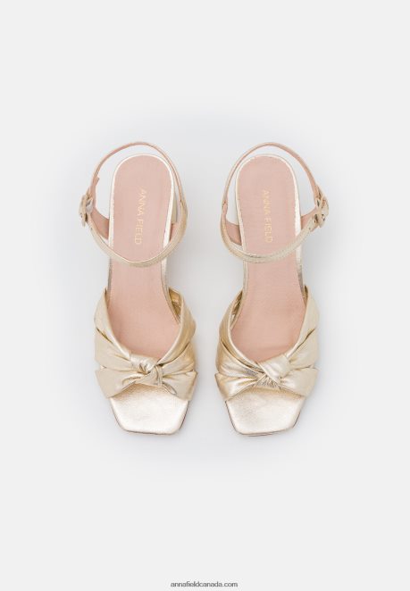 Anna Field Women Leather Sandals Gold H42J4Z1447