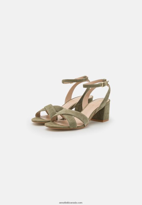 Anna Field Women Leather Sandals Khaki H42J4Z1330