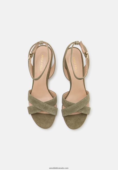 Anna Field Women Leather Sandals Khaki H42J4Z1330