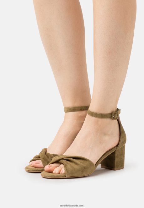 Anna Field Women Leather Sandals Khaki H42J4Z1332