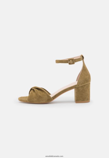 Anna Field Women Leather Sandals Khaki H42J4Z1332
