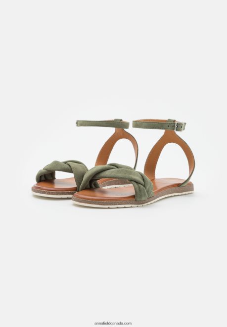 Anna Field Women Leather Sandals Khaki H42J4Z1387