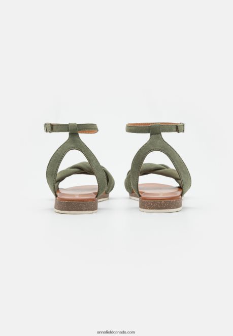 Anna Field Women Leather Sandals Khaki H42J4Z1387