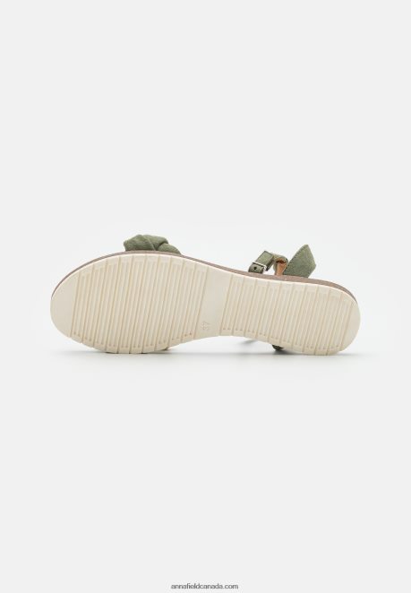Anna Field Women Leather Sandals Khaki H42J4Z1387