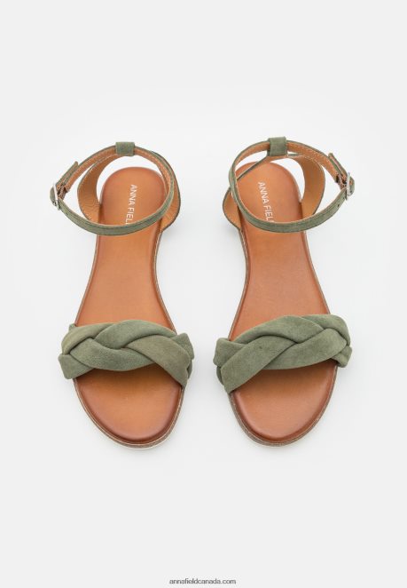 Anna Field Women Leather Sandals Khaki H42J4Z1387