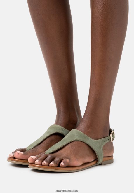 Anna Field Women Leather Sandals Khaki H42J4Z1399