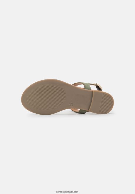 Anna Field Women Leather Sandals Khaki H42J4Z1399