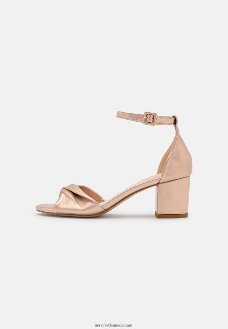 Anna Field Women Leather Sandals Rose Gold-Coloured H42J4Z1310