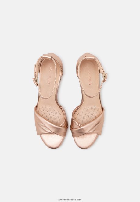 Anna Field Women Leather Sandals Rose Gold-Coloured H42J4Z1310