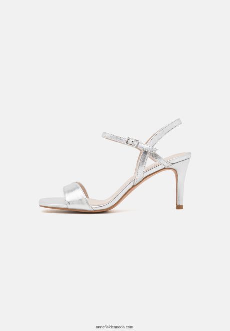 Anna Field Women Leather Sandals Silver H42J4Z1270