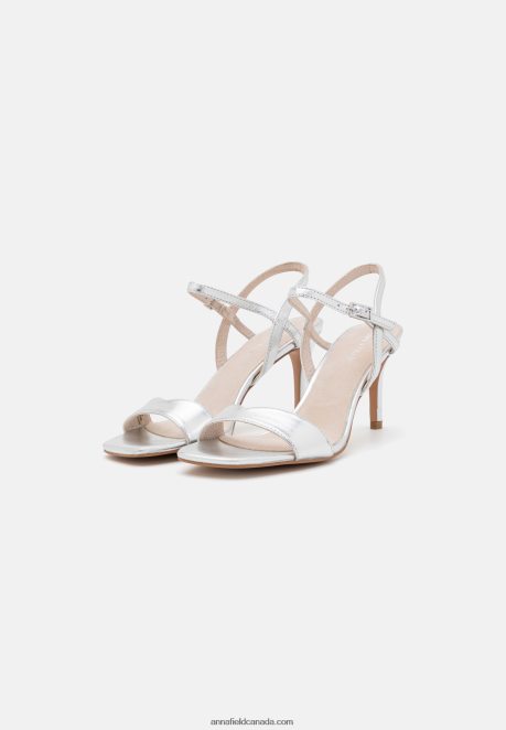 Anna Field Women Leather Sandals Silver H42J4Z1270