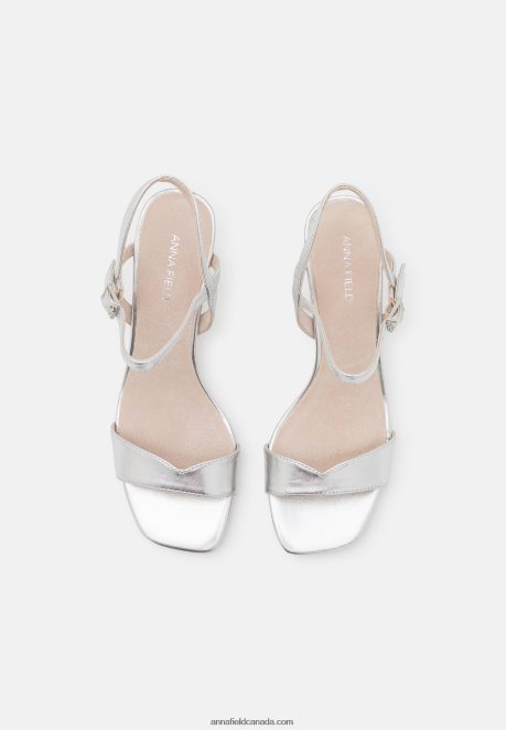 Anna Field Women Leather Sandals Silver H42J4Z1270