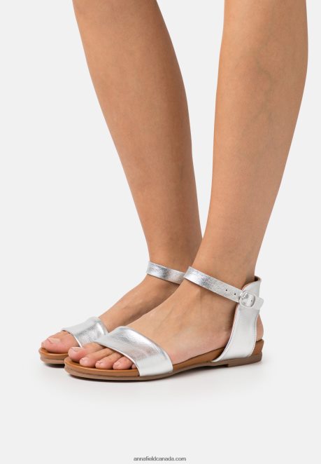 Anna Field Women Leather Sandals Silver H42J4Z1300