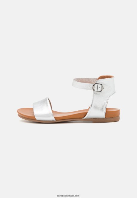 Anna Field Women Leather Sandals Silver H42J4Z1300