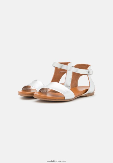 Anna Field Women Leather Sandals Silver H42J4Z1300