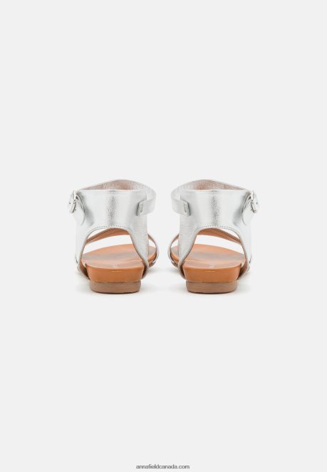 Anna Field Women Leather Sandals Silver H42J4Z1300