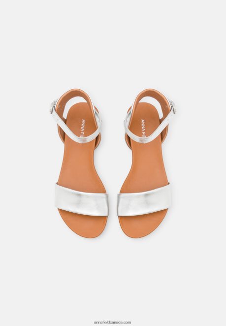 Anna Field Women Leather Sandals Silver H42J4Z1300