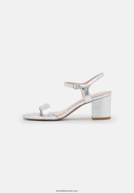 Anna Field Women Leather Sandals Silver H42J4Z1362