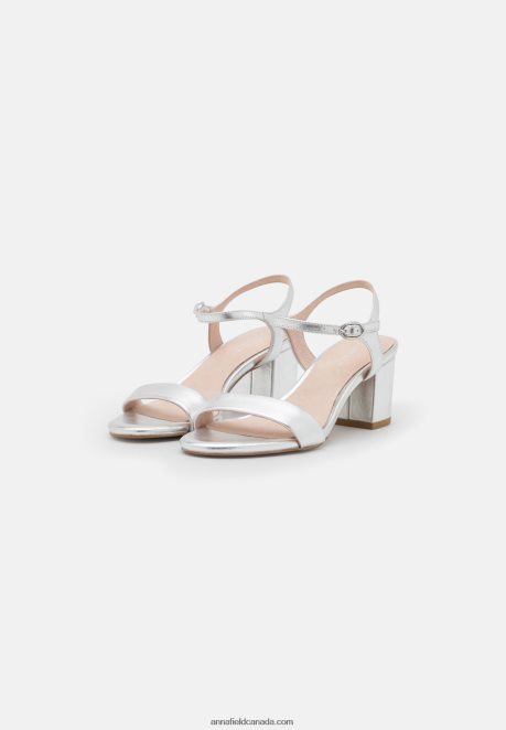 Anna Field Women Leather Sandals Silver H42J4Z1362