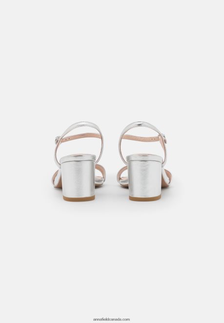 Anna Field Women Leather Sandals Silver H42J4Z1362