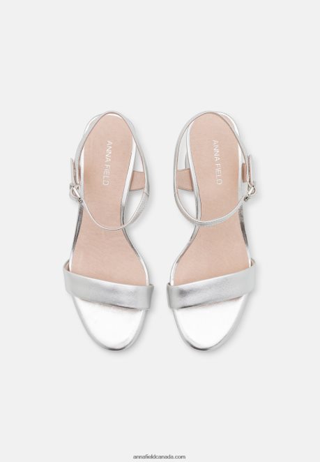 Anna Field Women Leather Sandals Silver H42J4Z1362