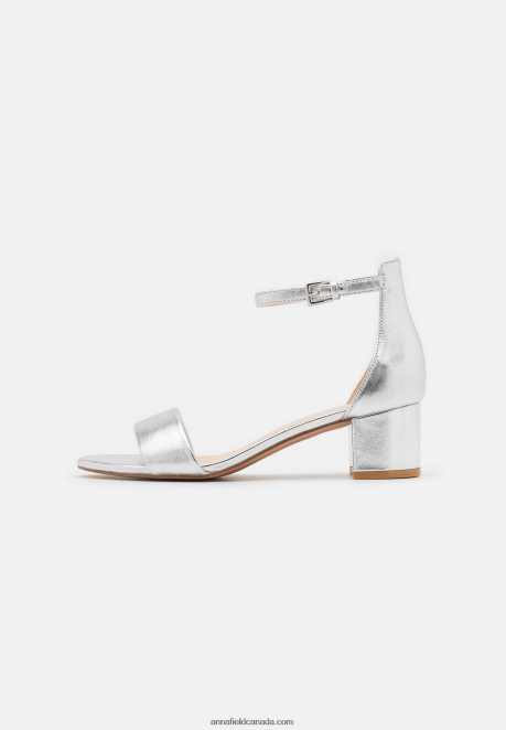 Anna Field Women Leather Sandals Silver H42J4Z1381