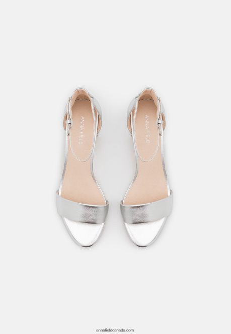 Anna Field Women Leather Sandals Silver H42J4Z1381