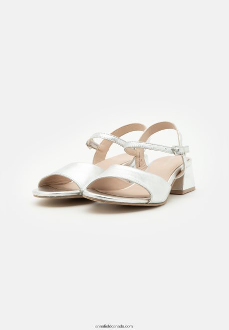 Anna Field Women Leather Sandals Silver H42J4Z1388