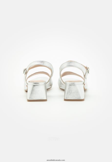 Anna Field Women Leather Sandals Silver H42J4Z1388