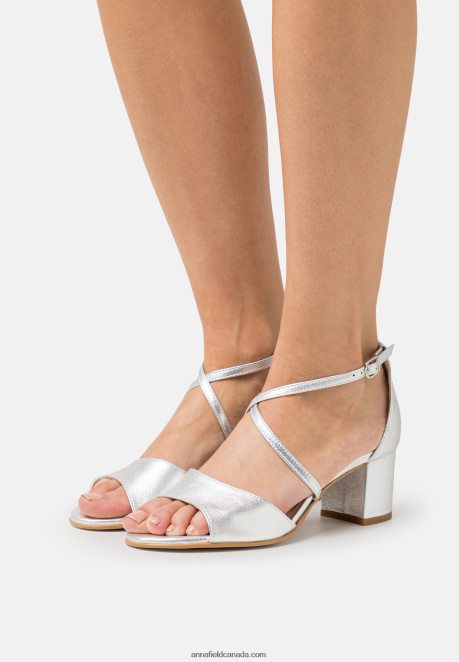 Anna Field Women Leather Sandals Silver H42J4Z1427
