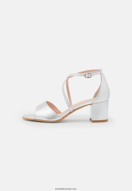 Anna Field Women Leather Sandals Silver H42J4Z1427
