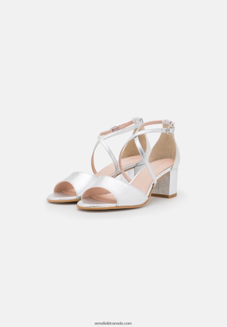 Anna Field Women Leather Sandals Silver H42J4Z1427