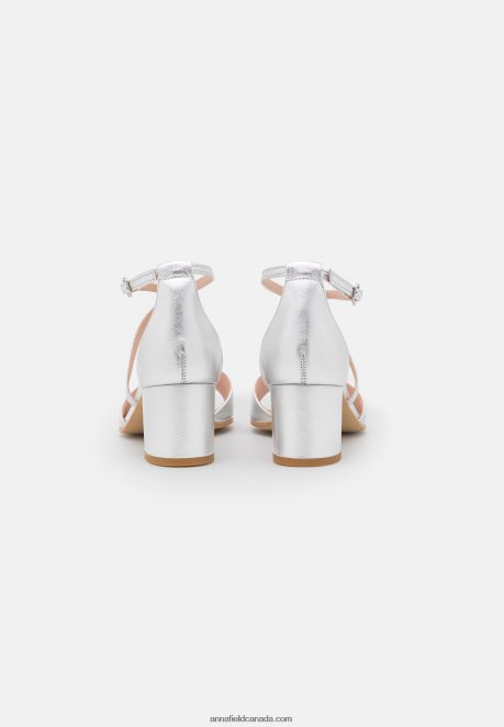 Anna Field Women Leather Sandals Silver H42J4Z1427